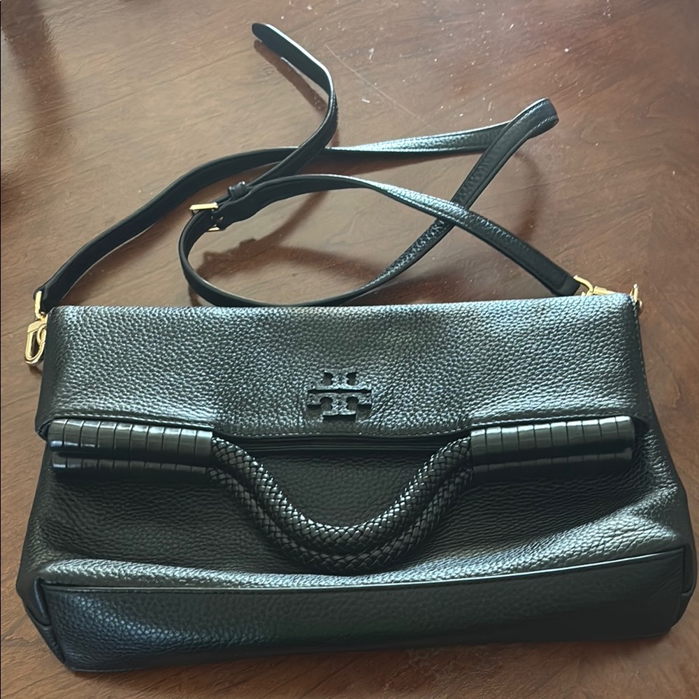 Tory Burch Black Textured Leather Shoulder Bag